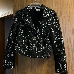 LOFt Black and White Floral Suit Jacket